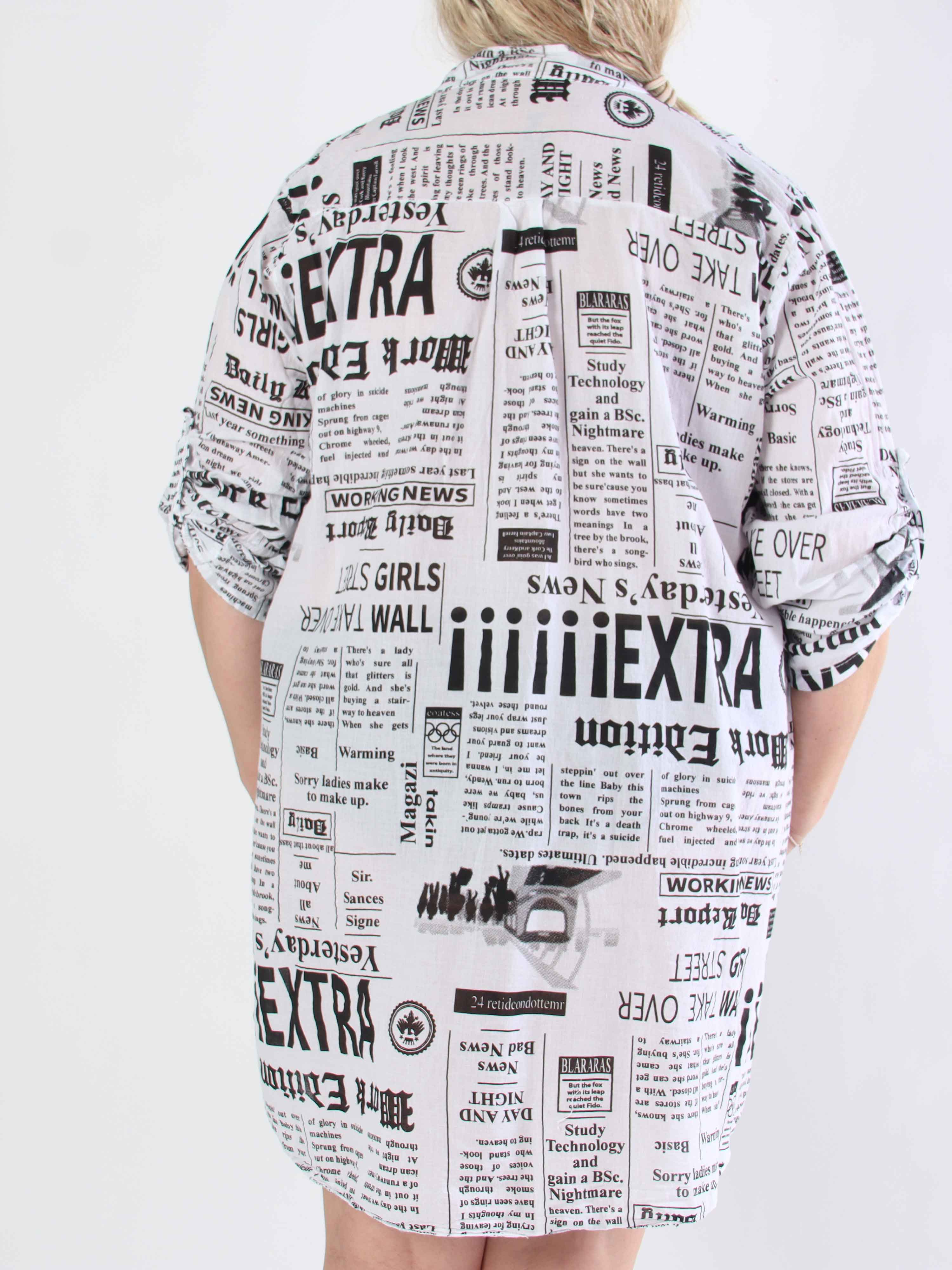 Celestine - Plus size bomullsskjorta med tryck och fickor